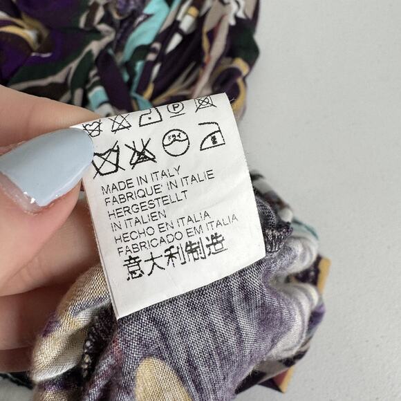 M Missoni Dress Womens Medium Purple Floral Abstract Ruched Faux Wrap Cocktail - Picture 16 of 16